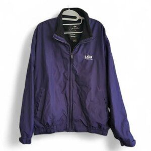 Antigua LSU Purple Jacket Windbreaker Lined Pockets Adjustable Sleeves Mens XL